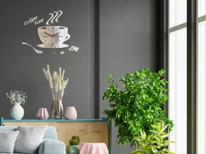 ModernClock Nástenné hodiny Káva 33 cm zrkadlové