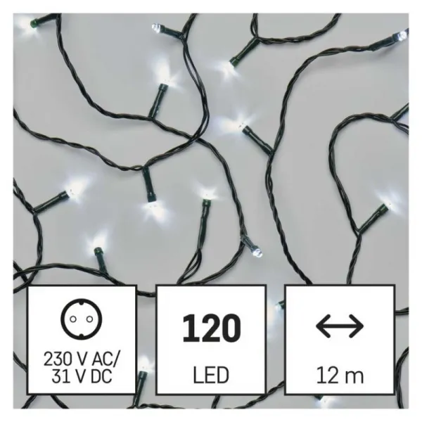 EMOS Vánoční LED světelný řetěz s časovačem Spirit 1200 cm studený bílý