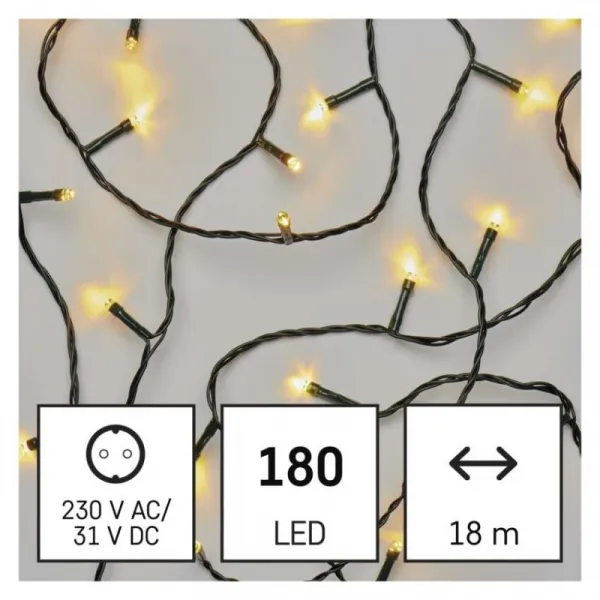 EMOS Vánoční LED světelný řetěz s časovačem Spirit 1800 cm teplý bílý