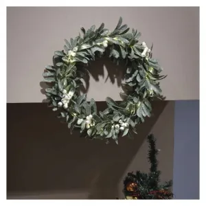 EMOS Vánoční LED věnec s časovačem Jaylee 35 cm  zelený