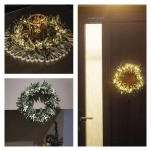 EMOS Vánoční LED věnec s časovačem Jaylee 35 cm  zelený