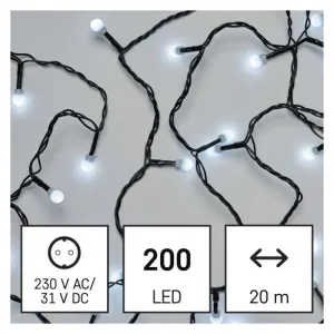 EMOS Vánoční LED světelný řetěz s časovačem Esme 2000 cm studený bílý