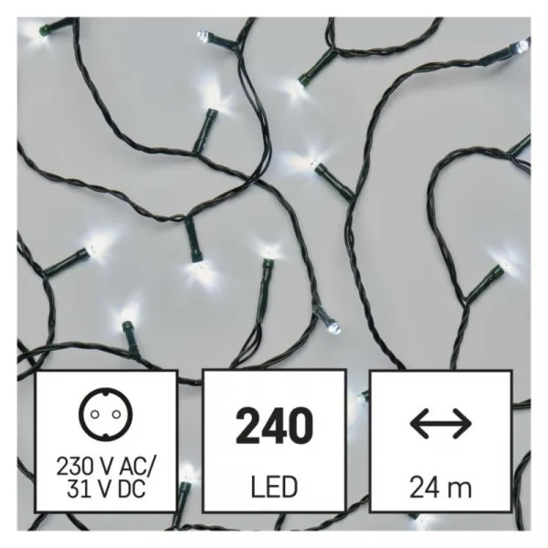 EMOS Vánoční LED světelný řetěz s časovačem Spirit 2400 cm studený bílý