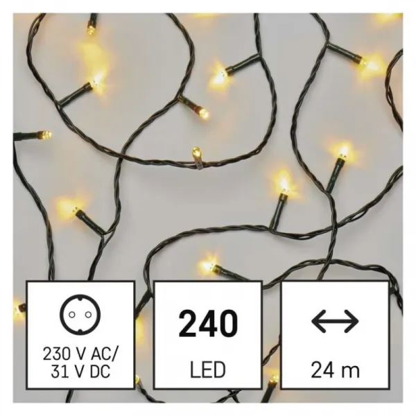 EMOS Vánoční LED světelný řetěz s časovačem Spirit 2400 cm teplý bílý