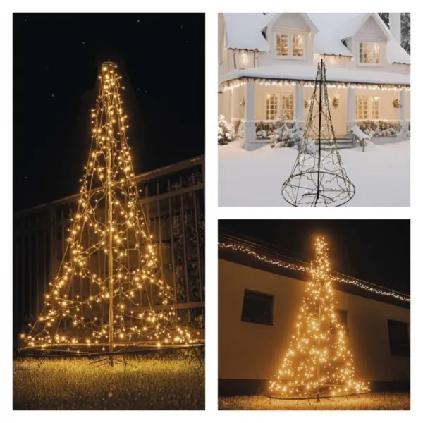 EMOS Vánoční světelný LED strom Imani 180 cm černý/teplý bílý