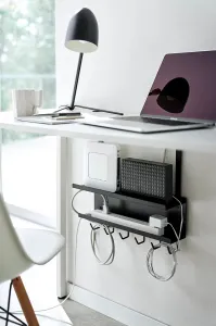 Organizér pod stôl na káble a router Yamazaki Smart 40 x 11,5 x 43 cm čierna farba