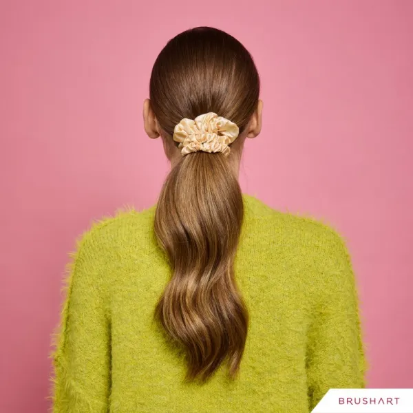 BrushArt Gift for You Slim & Midi satin scrunchie set gumičky do vlasov Blonde latte 3 ks