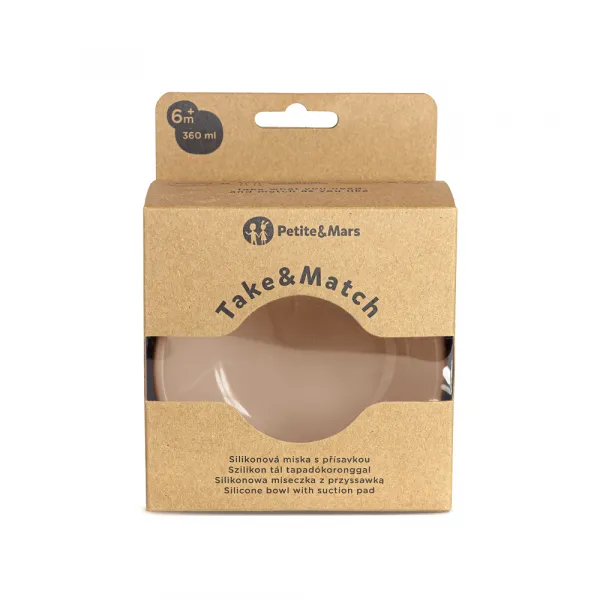 PETITE&MARS Miska silikónová s prísavkou Take&Match Bitter Cocoa 6m+