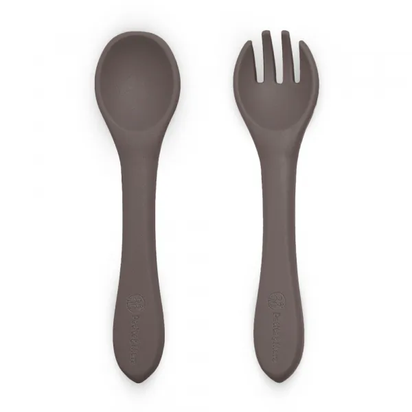 PETITE&MARS Príbor silikónový Take&Match Bitter Cocoa 6m+