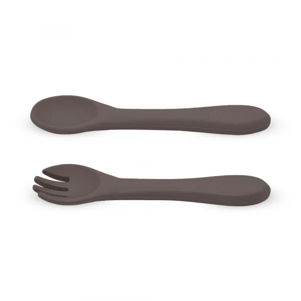PETITE&MARS Príbor silikónový Take&Match Bitter Cocoa 6m+