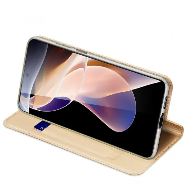 Dux Ducis Skin Pro knižkové kožené puzdro na Poco M4 Pro 5G, zlaté