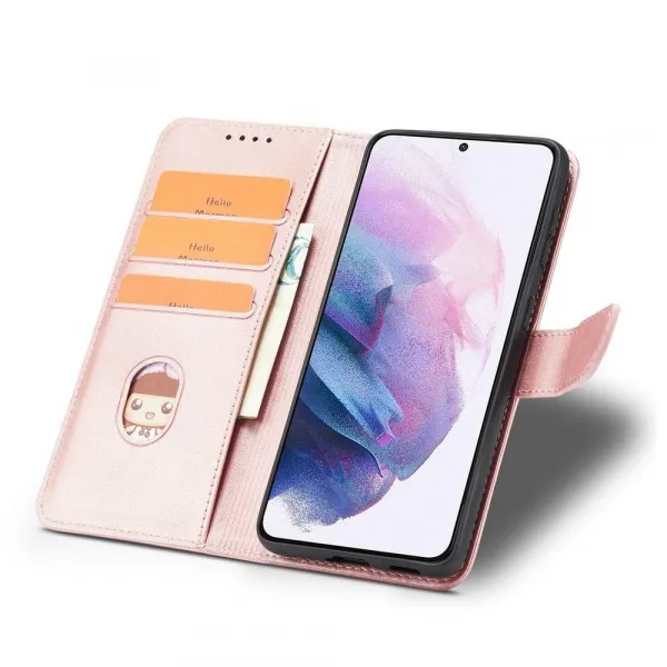 MG Magnet knižkové kožené puzdro na Samsung Galaxy S22 Plus, ružový