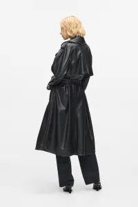 Kabát Karl Lagerfeld Perforated Faux Leather Trench Black