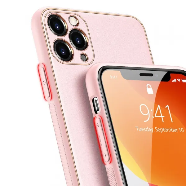 DUX DUCIS Yolo kožený kryt na iPhone 12 Pro Max, ružový