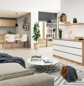Ak furniture Komoda Rollo V 160 cm dub sonoma/biela