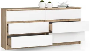 Ak furniture Komoda Rollo V 160 cm dub sonoma/biela