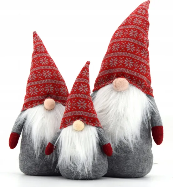 Tutumi Vianočný škriatok elf 019 - 50 cm červený/šedý