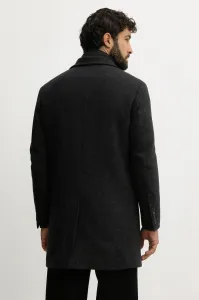 Kabát Hackett London Wool Cash Coat W/Bib Charcoal Grey