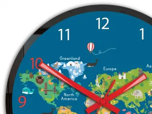 ModernClock Dětské nástěnné hodiny Mirro Mapa světa 30 cm vícebarevné