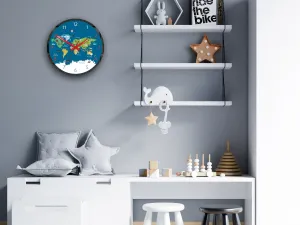 ModernClock Dětské nástěnné hodiny Mirro Mapa světa 30 cm vícebarevné