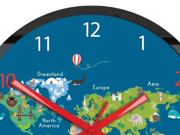 ModernClock Dětské nástěnné hodiny Mirro Mapa světa 30 cm vícebarevné