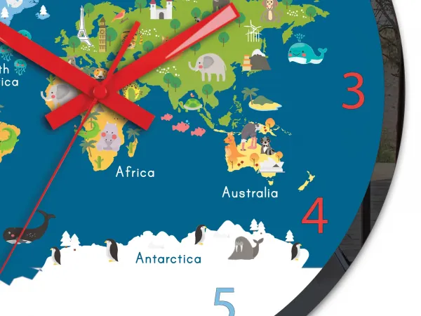 ModernClock Dětské nástěnné hodiny Mirro Mapa světa 30 cm vícebarevné