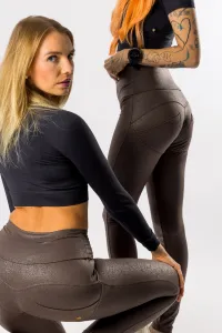 GoldBee Legíny Push-Up Pro Koženkové Brown Barva: Brown, Velikost: XXL