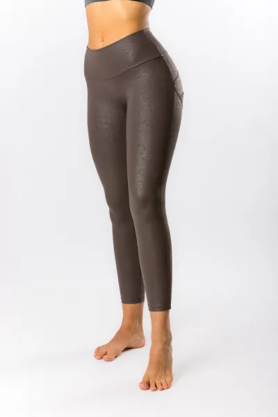 GoldBee Legíny Push-Up Pro Koženkové Brown Barva: Brown, Velikost: XXL