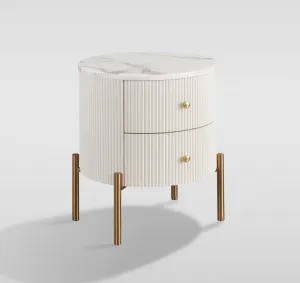 LivinHill Noční stolek Stilig 50 cm bílý mramor/zlatý