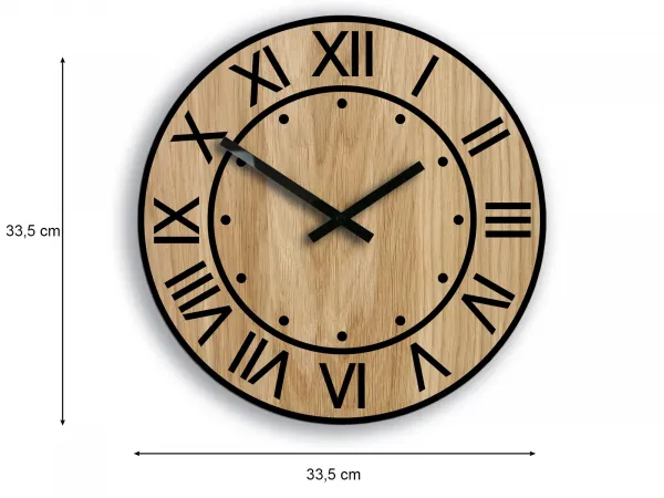 ModernClock Drevené nástenné hodiny Artur 33 cm dub prírodný/čierny