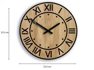 ModernClock Drevené nástenné hodiny Artur 33 cm dub prírodný/čierny