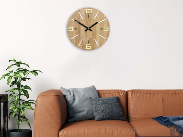 ModernClock Drevené nástenné hodiny Dexi 33 cm dub prírodný