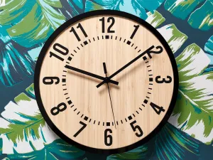 ModernClock Bambusové nástenné hodiny Bruno 30 cm hnedé/čierne