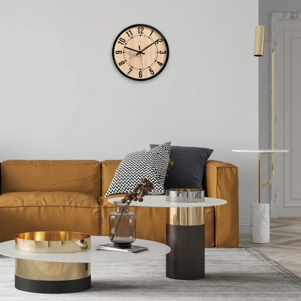 ModernClock Bambusové nástenné hodiny Bruno 30 cm hnedé/čierne