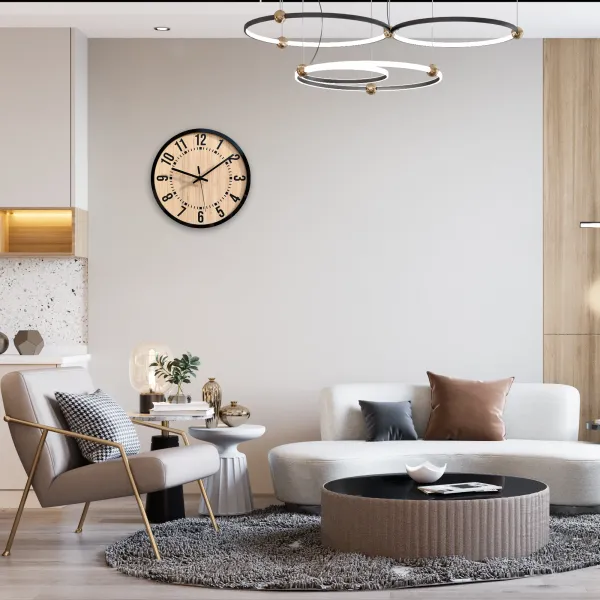 ModernClock Bambusové nástenné hodiny Bruno 30 cm hnedé/čierne