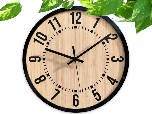 ModernClock Bambusové nástenné hodiny Bruno 30 cm hnedé/čierne
