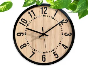 ModernClock Bambusové nástenné hodiny Bruno 30 cm hnedé/čierne