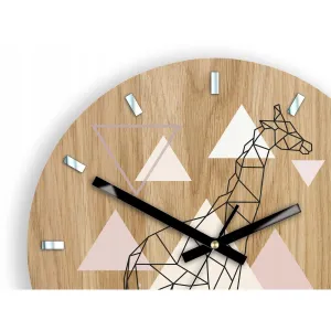ModernClock Drevené nástenné hodiny Žirafa 33 cm dub prírodný