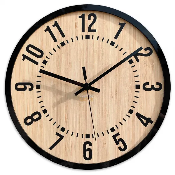 ModernClock Bambusové nástenné hodiny Bruno 30 cm hnedé/čierne