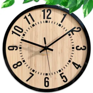 ModernClock Bambusové nástenné hodiny Bruno 30 cm hnedé/čierne
