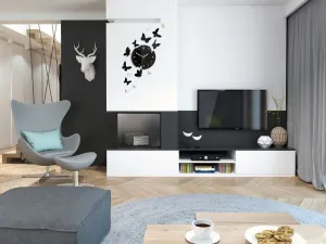 ModernClock Nástenné hodiny Motýle 28 cm čierne