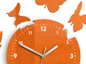 ModernClock Nástenné hodiny Motyle 28 cm oranžové