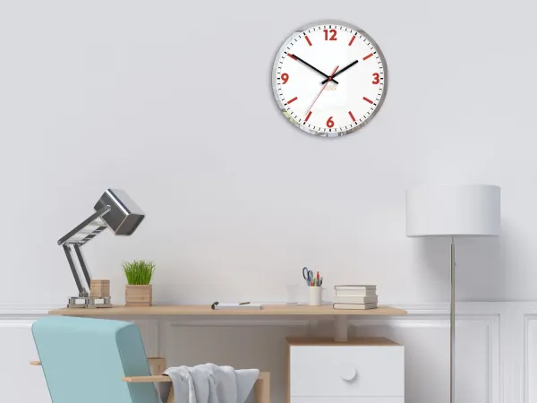 ModernClock Nástenné hodiny solárne 30 cm červené