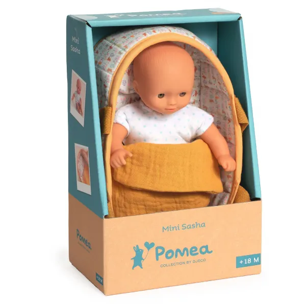 Mini Pomea – bábika Sasha v prešívanom košíku