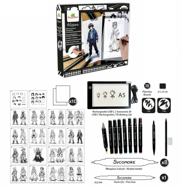 Artissimo – Kresliaci tablet s podsvietením – Manga postavy