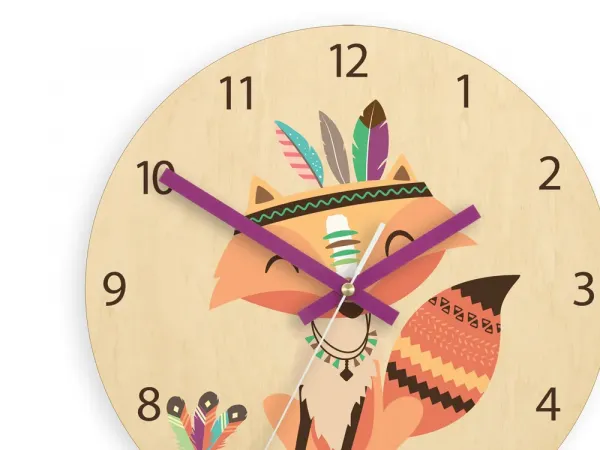 ModernClock Detské nástenné hodiny Ami Liška indián 30 cm viacfarebné