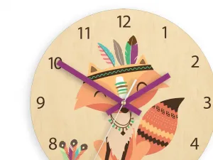 ModernClock Detské nástenné hodiny Ami Liška indián 30 cm viacfarebné