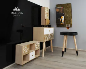 Mondex Tabuľa s policou SARA zlatá/čierna