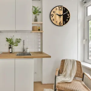 ModernClock Drevené nástenné hodiny Alfred 33 cm dub prírodný/čierny