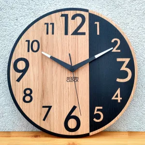 ModernClock Drevené nástenné hodiny Alfred 33 cm dub prírodný/čierny